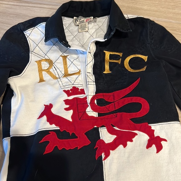 Ralph Lauren Vintage Rugby Polo XS RL FC quilted top Rare Football Club Preppy - Picture 2 of 9